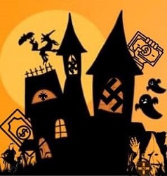 A reimagined (spoofed) Halloween image of Robinson's Halloween Haunt & Cornmaze