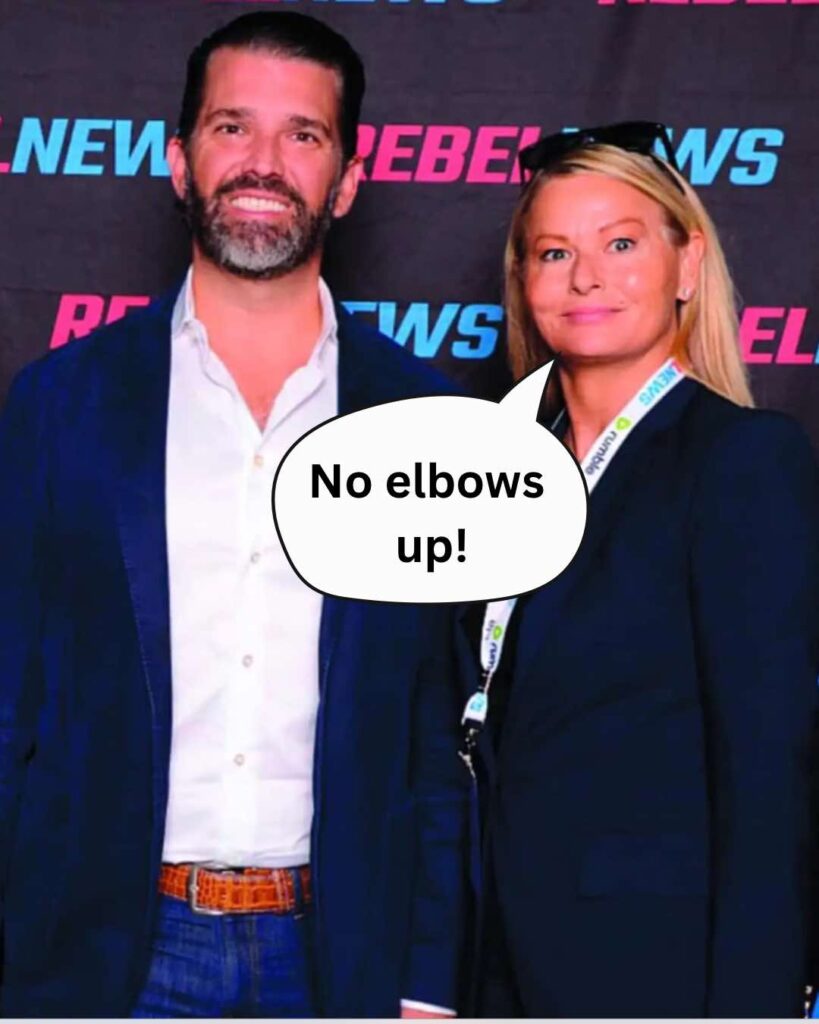 an image of Lisa Robinson and Donald Trump Junior taken at at Rebel News event in 2024